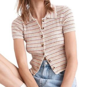 Madewell Barbrook Button-Front Sweater Polo in Stripe